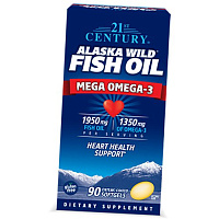 Рыбий Жир из Дикой Аляскинской Рыбы, Alaska Wild Fish Oil Mega Omega-3, 21st Century