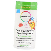Жевательный Витамин Д3 для детей, Sunny Gummies Vitamin D3 400, Rainbow Light
