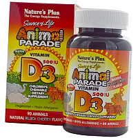 Витамин Д для детей, Animal Parade Vitamin D3 500 Children`s, Nature's Plus