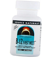 Витамин В12, Метилкобаламин, B-12 Fast Melt 5, Source Naturals