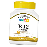 Витамин В12, Цианокобаламин, Vitamin B-12 500, 21st Century