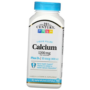 Кальций с Витамином Д3, Liquid Filled Calcium Plus D3, 21st Century
