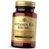 Витамин В6 (Пиридоксин), Vitamin B6 100 Caps, Solgar