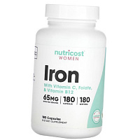 Железо с Витаминами для женщин, Women Iron With Vitamin C Folate Vitamin B12, Nutricost