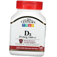 Витамин Д3 быстрого высвобождения, Vitamin D3 1000 Rapid Release Softgels, 21st Century