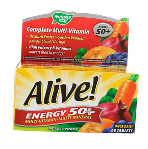 Комплекс витаминов после 50 лет, Alive! Energy 50+ Multivitamin-Multimineral, Nature's Way