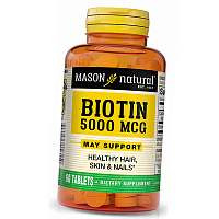 Биотин таблетки, Biotin 5000 Tabs, Mason Natural