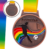 Медаль спортивная с лентой цветная Футбол C-0344