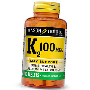 Витамин К2, Менахинон-4, Vitamin K2 100, Mason Natural