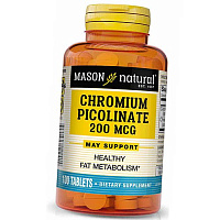 Пиколинат Хрома, Chromium Picolinate 200, Mason Natural