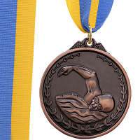 Медаль спортивная с лентой Плавание C-7015