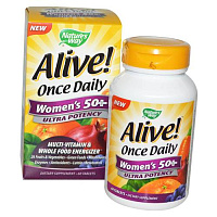 Витамины для женщин после 50 лет, Alive! Once Daily Women's 50+ Ultra Potency, Nature's Way