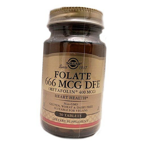 Вітаміни та мінерали Фолат, метафолін, Folate 400, Solgar 
