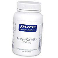 Ацетил Л Карнитин гидрохлорид, Acetyl-l-Carnitine 500, Pure Encapsulations
