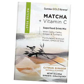 Органический зеленый чай матча с витамином С, Matcha + Vitamin C, California Gold Nutrition