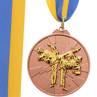 Медаль спортивная с лентой двухцветная Тхэквондо C-7029