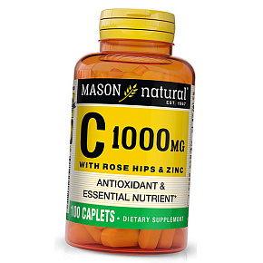 Витамин С с Шиповником и Цинком, Vitamin C 1000 with Rose Hips and Zinc, Mason Natural