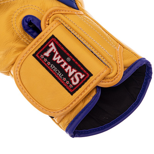 Перчатки боксерские кожаные BGVL6 (10oz Золото-синий )