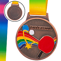 Медаль спортивная с лентой цветная Настольный теннис C-0341
