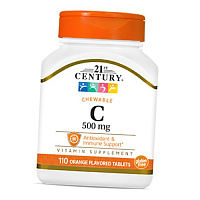 Аскорбат Натрия и Аскорбиновая Кислота, Chewable Vitamin C 500, 21st Century