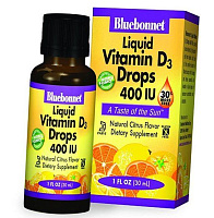 Витамин Д в каплях, Vitamin D3 400 Drops, Bluebonnet Nutrition