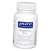 Витамин Д3, Vitamin D3 400 , Pure Encapsulations