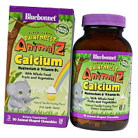 Кальций Магний Витамин Д3 для детей, Animalz Calcium, Bluebonnet Nutrition