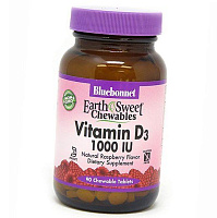 Жевательный Витамин Д, Vitamin D3 1000 Chew, Bluebonnet Nutrition
