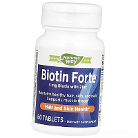 Витамины для кожи, волос и ногтей, Biotin Forte with Zinc, Nature's Way