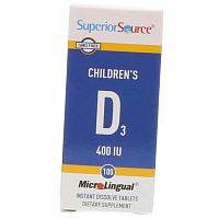 Витамин Д3 для детей, Children's Vitamin D3 400, Superior Source