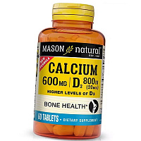 Кальций с Витамином Д3, Calcium 600 with Vitamin D3 800, Mason Natural