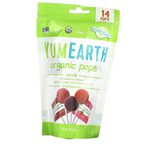 Органические леденцы, кислые, Organic Sour Pops, YumEarth