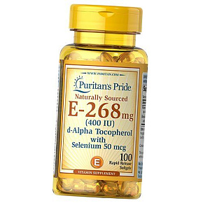Натуральный Витамин Е, Natural Vitamin E-with Selenium 400, Puritan's Pride