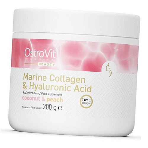Купить Морской коллаген с Гиалуроновой кислотой, Marine Collagen + Hyaluronic Acid + Vitamin C, Ostrovit