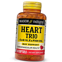 Коэнзим Q10 с Витамином Е и Рыбьим Жиром, Heart Trio CoQ10, Vitamin E & Fish Oil, Mason Natural 