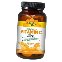 Витамин С жевательный, Chewable Vitamin C 500, Country Life
