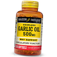 Масло чеснока без запаха, Odorless Garlic Oil 500, Mason Natural