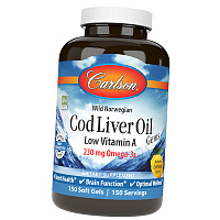 Норвежское масло печени трески, Cod Liver Oil Low Vitamin A, Carlson Labs