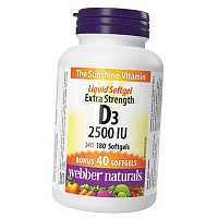 Витамин Д3 с повышенной силой действия, Extra Strength Vitamin D3 2500, Webber Naturals