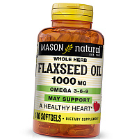 Омега 3 для сердца, Flax Seed Oil 1000, Mason Natural