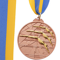 Медаль спортивная с лентой двухцветная Плавание C-4848