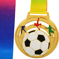 Медаль спортивная с лентой цветная Футбол C-0636