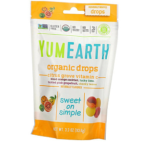 Органические Леденцы, Organic Vitamin C Drops, YumEarth