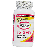 Кальций Карбонат с Витамином Д3, Calcium 1200 with Vitamin D, Earth's Creation