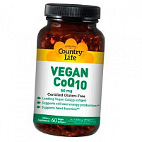 Убихинон Q10, Vegan CoQ10 60, Country Life 