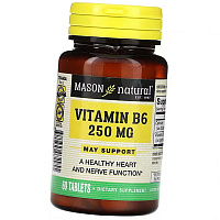 Витамин В6, Пиридоксин гидрохлорид, Vitamin B6 250, Mason Natural
