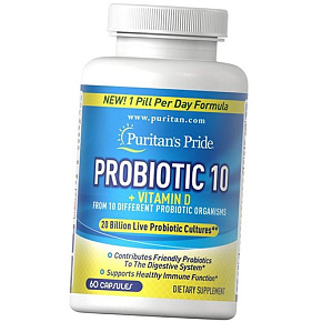 Пробиотики с Витамином Д, Probiotic 10 with Vitamin D, Puritan's Pride