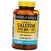 Кальций Д3 жевательный, Chewables Calcium 600 Plus Vitamin D3, Mason Natural