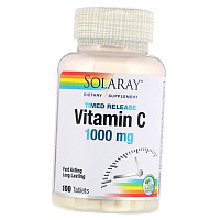 Витамин С с замедленным высвобождением, Timed Release Vitamin C 1000 Tab, Solaray