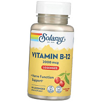 Витамин В12, Цианокобаламин, Vitamin B-12 2000 Lozenges, Solaray